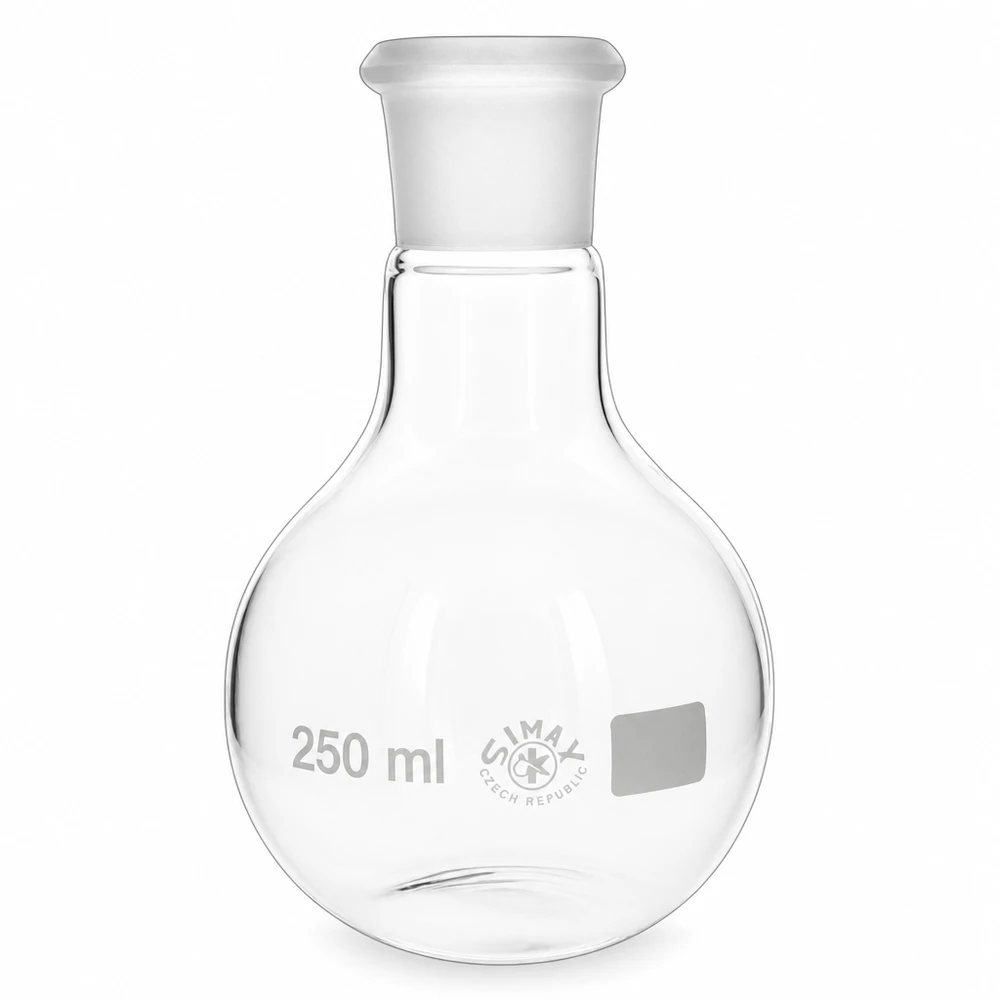 Stehkolben 250ml mit Normschliff (29/32) Chemiekolben 250ml mit weißem Schliffstopfen und Graduierung für präzise Messungen