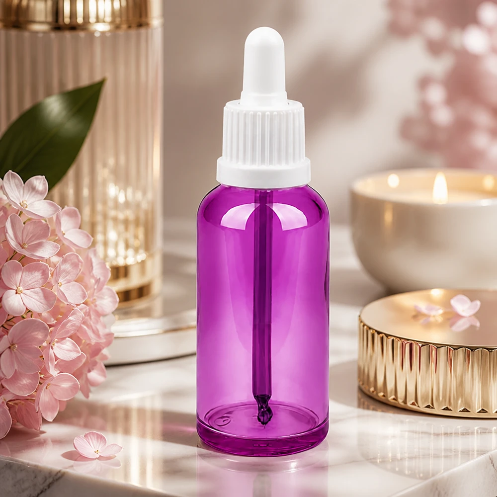 Bottiglia da 50ml con tappo a vite bianco Originality PurpleLine UT18/50 Pratico flacone da 50 ml con tappo a pipetta bianco per porzionare con precisione piccole quantità