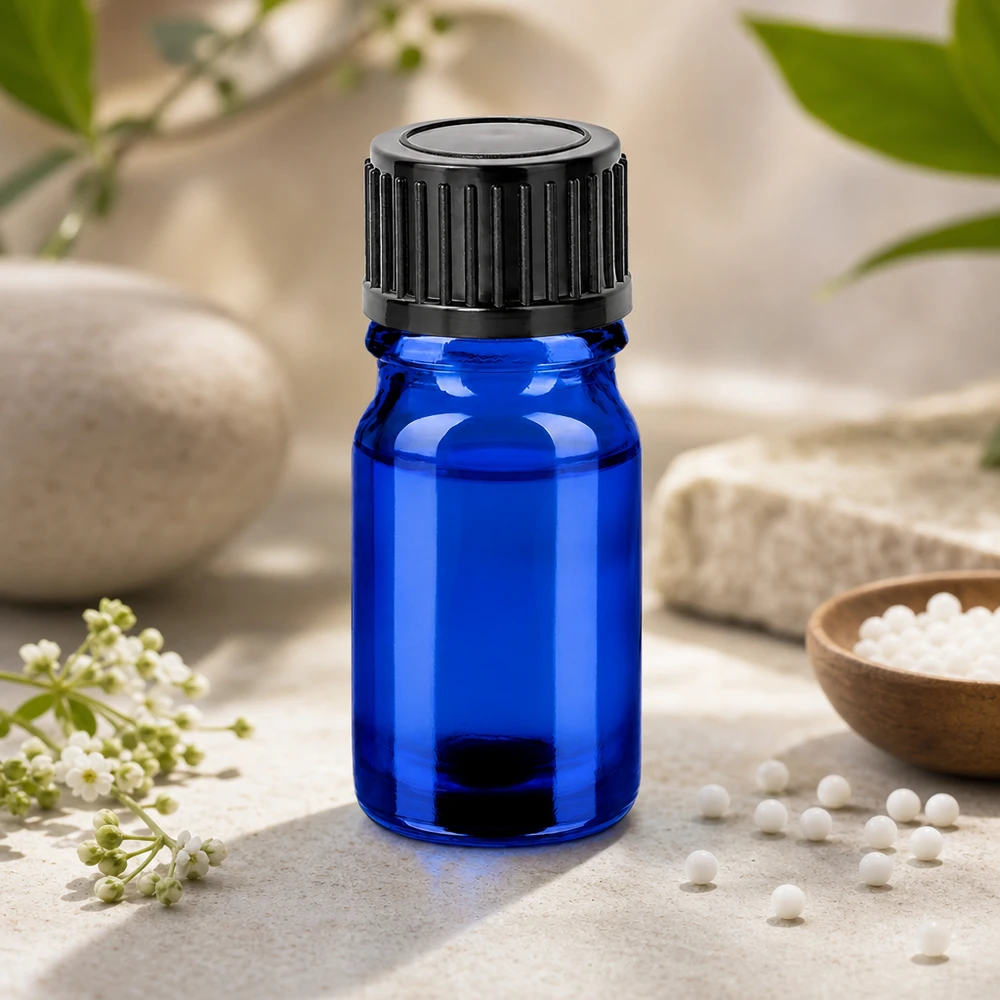Pratico flacone porzionato da 5 ml in colore blu, ideale per i viaggi e gli spostamenti