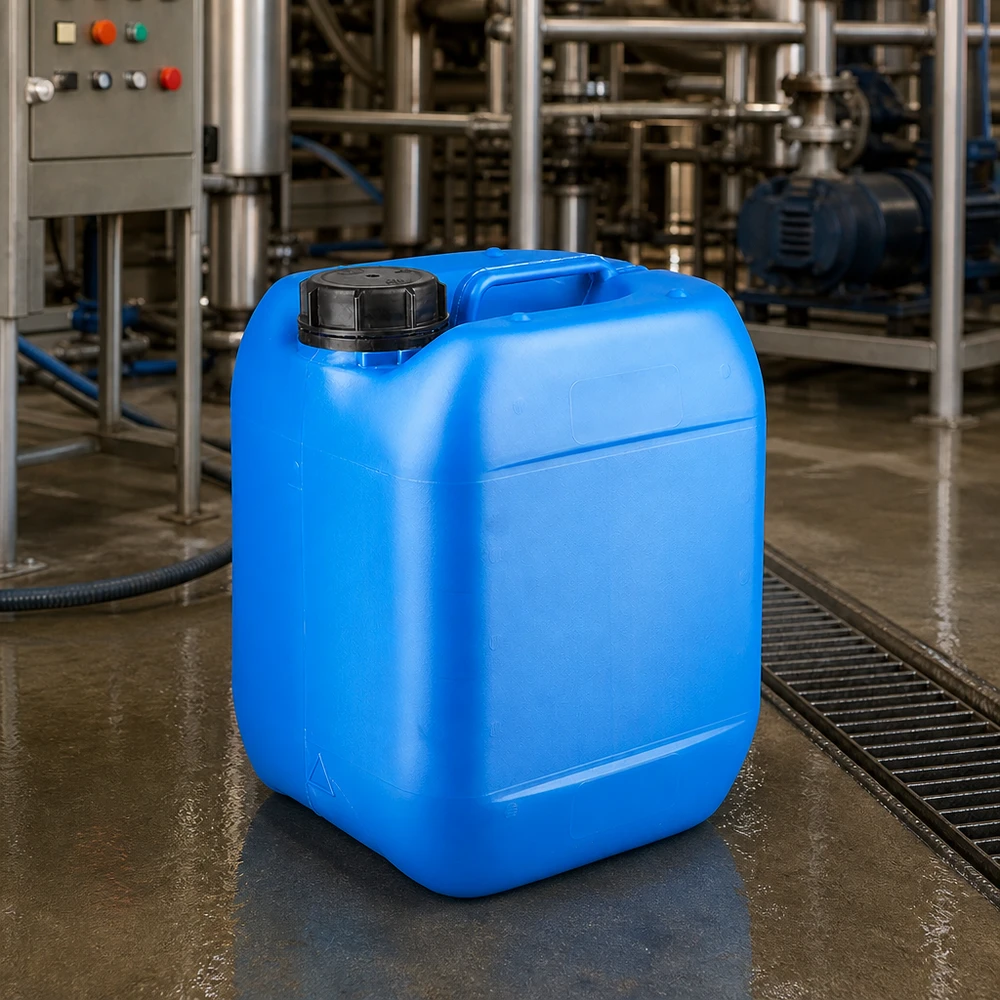Kanister 5 Liter blau mit Schraubverschluss Originalitätsverschluss Kompakter quadratischer Kanister 5L blau mit OV Deckel für industrielle Lagerung