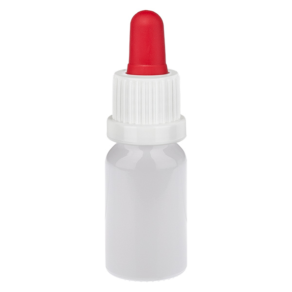Flacone con pipetta da 10 ml bianco/rosso Tappo di sicurezza WhiteLine UT18/10 Flacone con pipetta da 10 ml bianco/rosso Tappo di sicurezza WhiteLine UT18/10