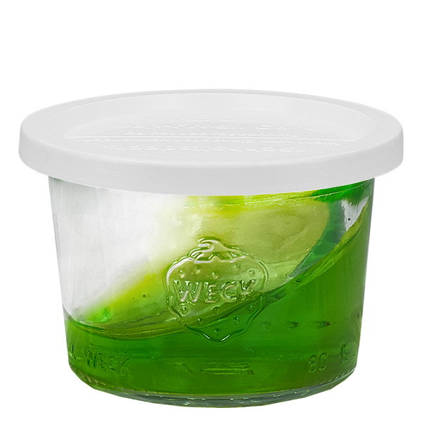 Set di 12 barattoli Weck da 80 ml con 12 coperchi in vetro Set di 12 barattoli Weck da 80 ml con 12 coperchi in vetro