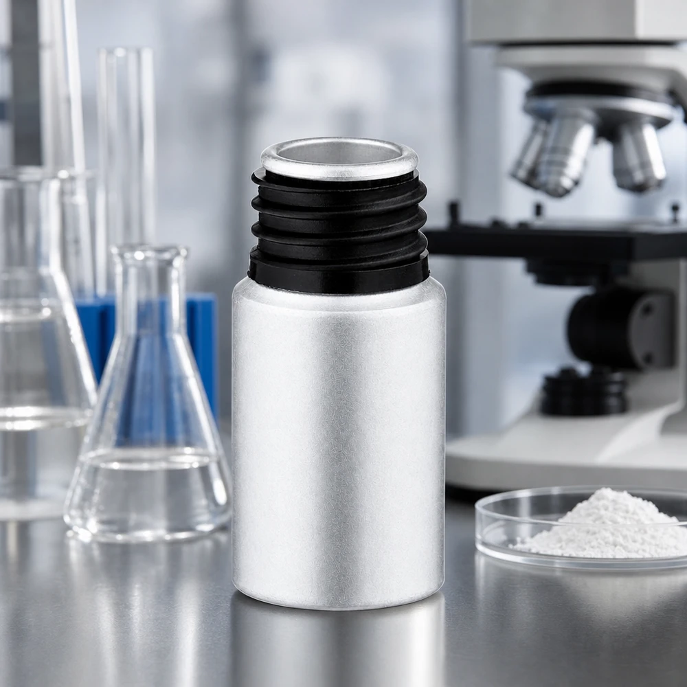 Flacone in alluminio colorato da 10 ml Bottiglia per campioni leggera da 10 ml in alluminio con tappo nero per scopi scientifici