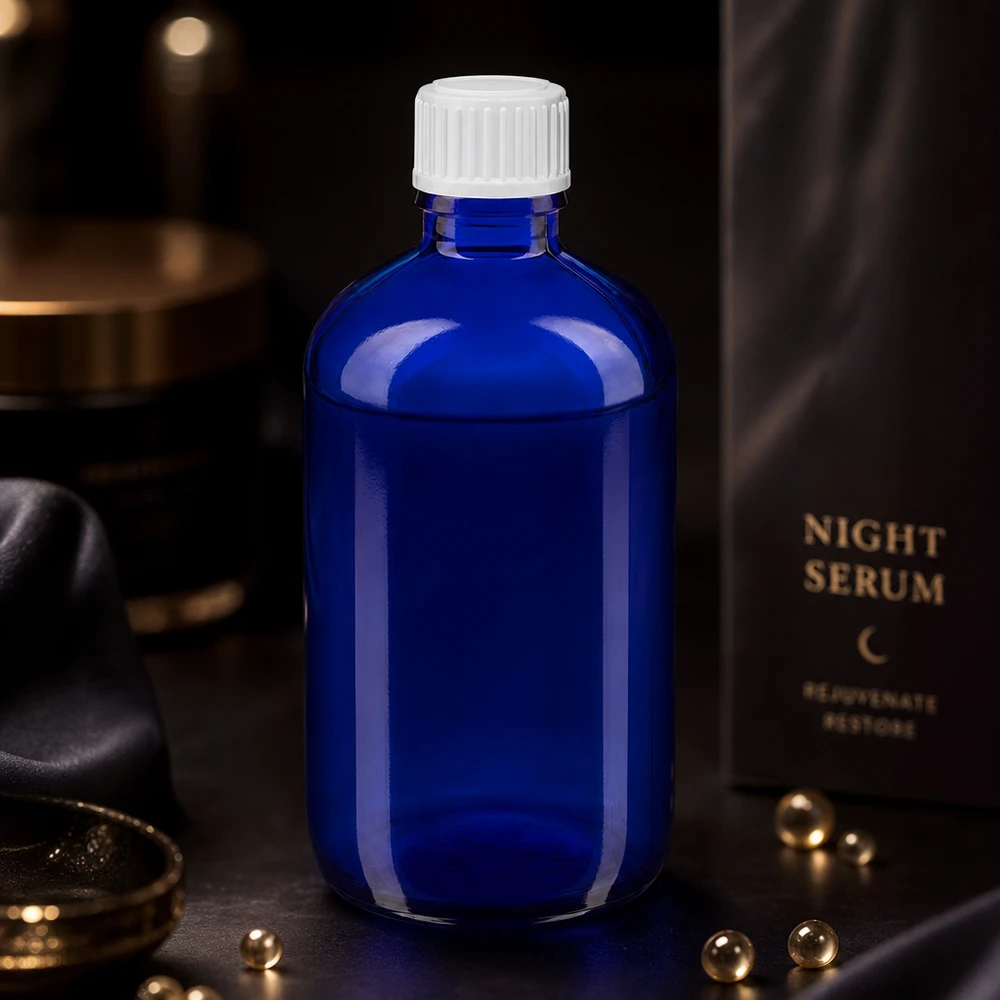 Flacon de pharmacie bleu 100ml bouchon compte-gouttes blanc 0.8mm Std Flacon compte-gouttes opaque de 100 ml, bleu cobalt, avec un embout doseur précis de 0,9 mm pour les sérums