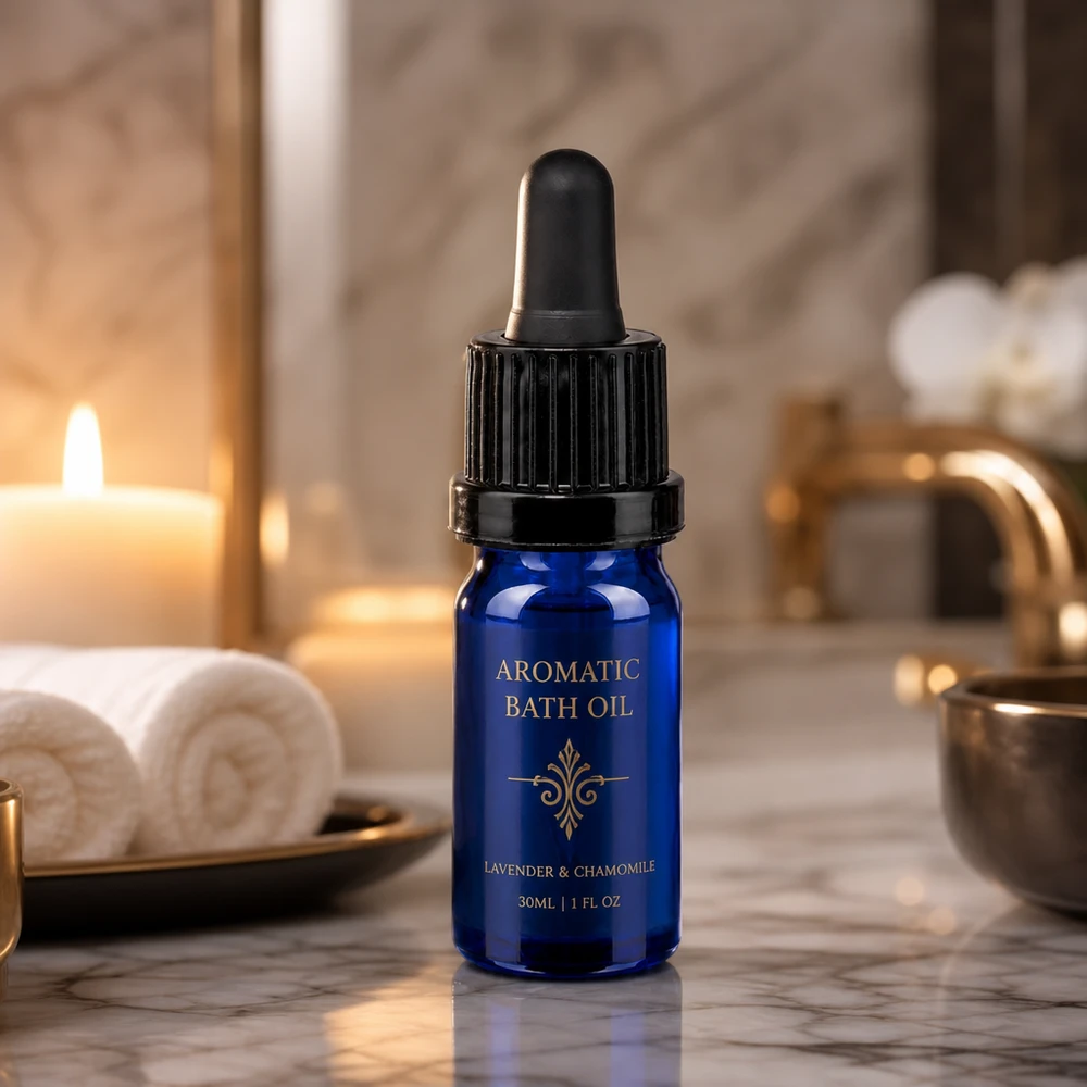 Flacone in vetro da 5 ml con tappo contagocce nero ideale per sieri e oli OV BlueLine UT18/5