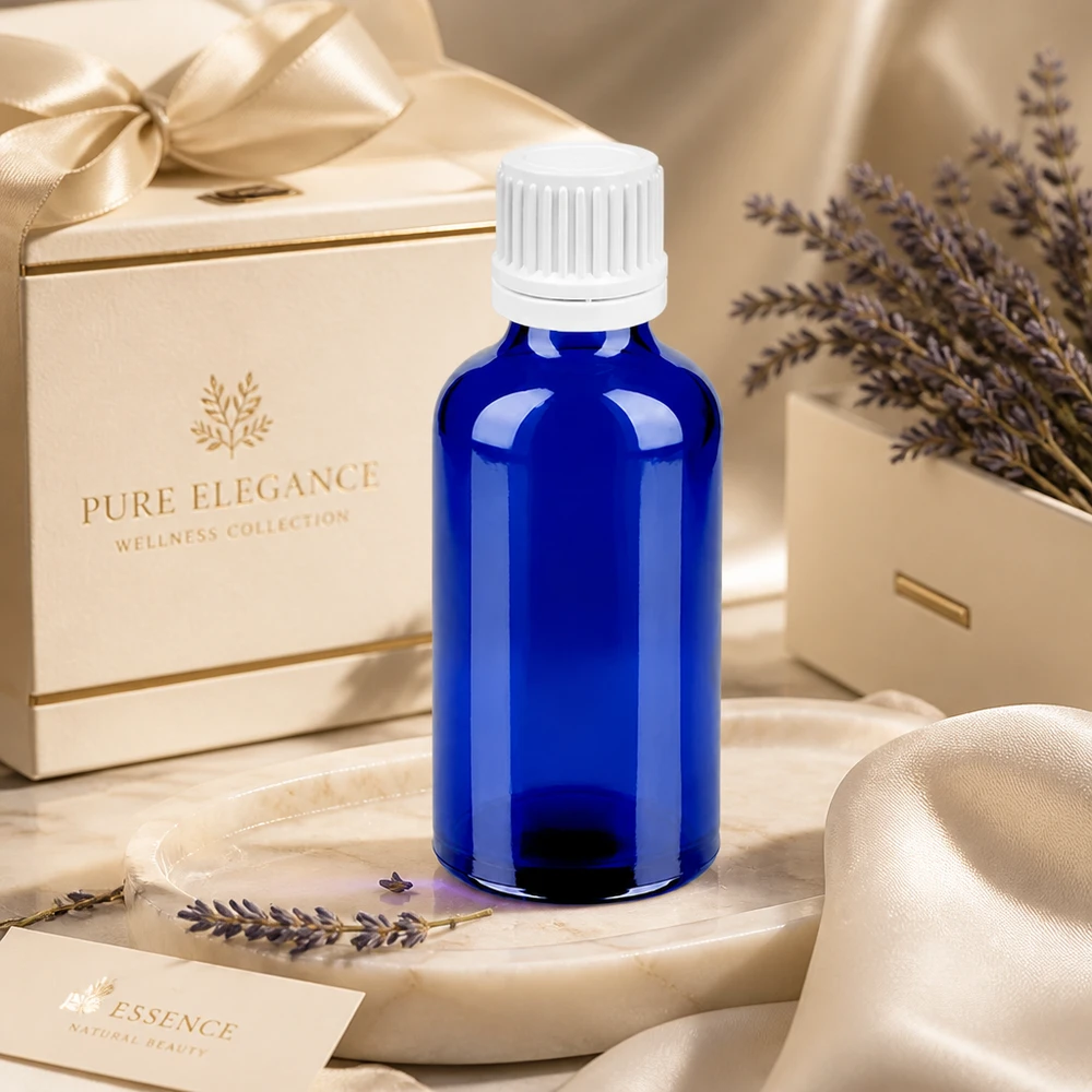 Flacone contagocce da 50 ml con tappo bianco ergonomico per una facile manipolazione