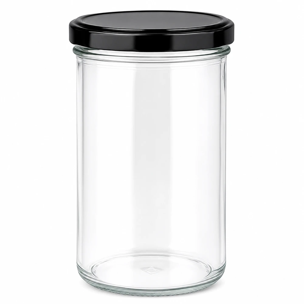 Vaso mason da 277 ml vuoto con coperchio nero BasicSeal barattolo per conserve barattolo per marmellata barattolo di stoccaggio