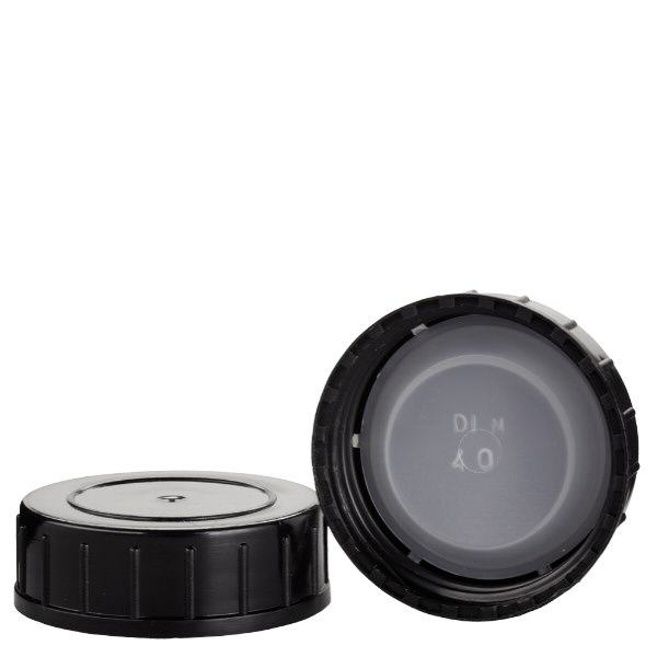 Tappo a vite nero in PPN 40 mm (DIN 40) Tappo a vite nero in PPN 40 mm (DIN 40)