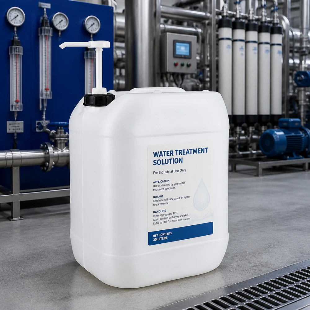 Jerrican de 20 litres avec pompe doseuse Bidon blanc de 20 litres avec pompe doseuse pour le traitement industriel de l'eau dans une installation