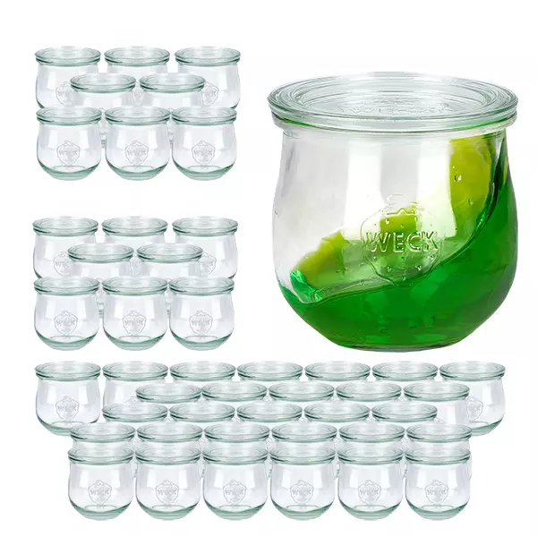 48er Set Weck Gläser 370ml Tulpenglas mit 48 Glasdeckeln