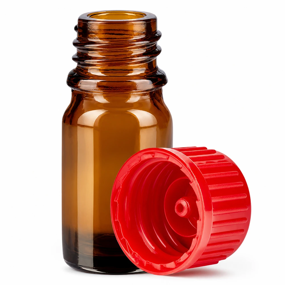 5ml Flasche 11mm Schraubverschluss rot Standard BrownLine UT18/5 5ml Probenflasche braun mit rotem Deckel ideal für Aromatherapie und Kosmetik