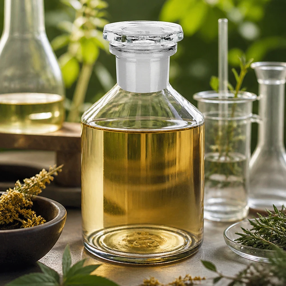 Bottiglia a collo alto 50ml in vetro trasparente con tappo a collo stretto Flacone trasparente a forma di petto ripido da 50 ml, a collo stretto, con tappo in vetro e contenuto di colore giallo dorato
