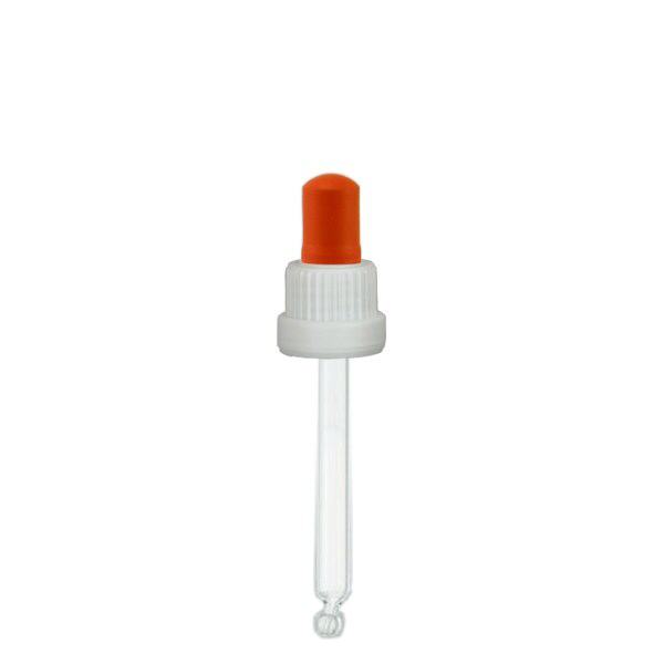 Glas-Tropfpipette weiß/rot 18mm PL78 Standard