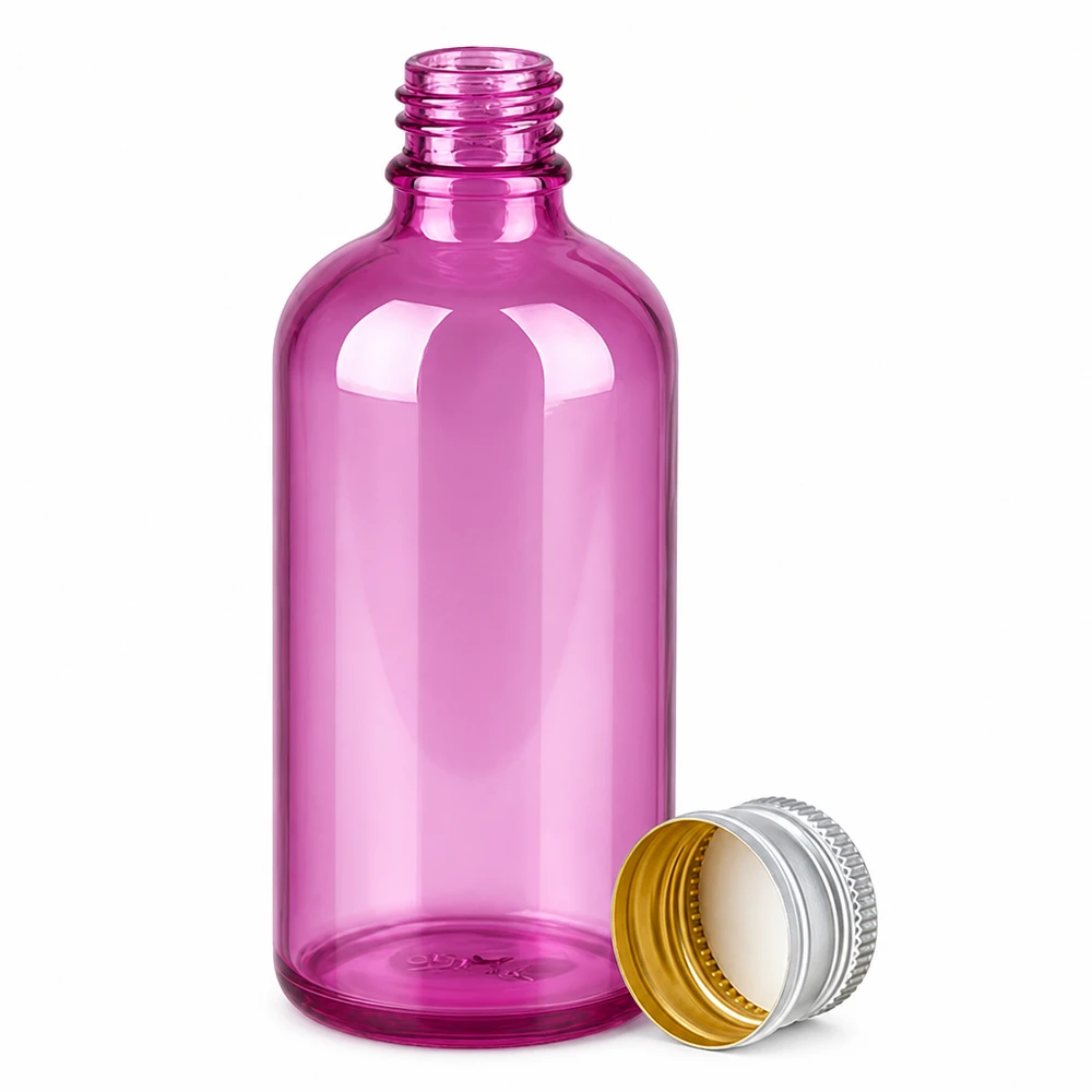 100ml Flas. 11mm Schraubverschluss Alu-Silber Standard PurpleLine. UT18/100 Hochglänzende lila Glasflasche 100ml mit korrosionsbeständigem Alu-Verschluss für Chemikalien