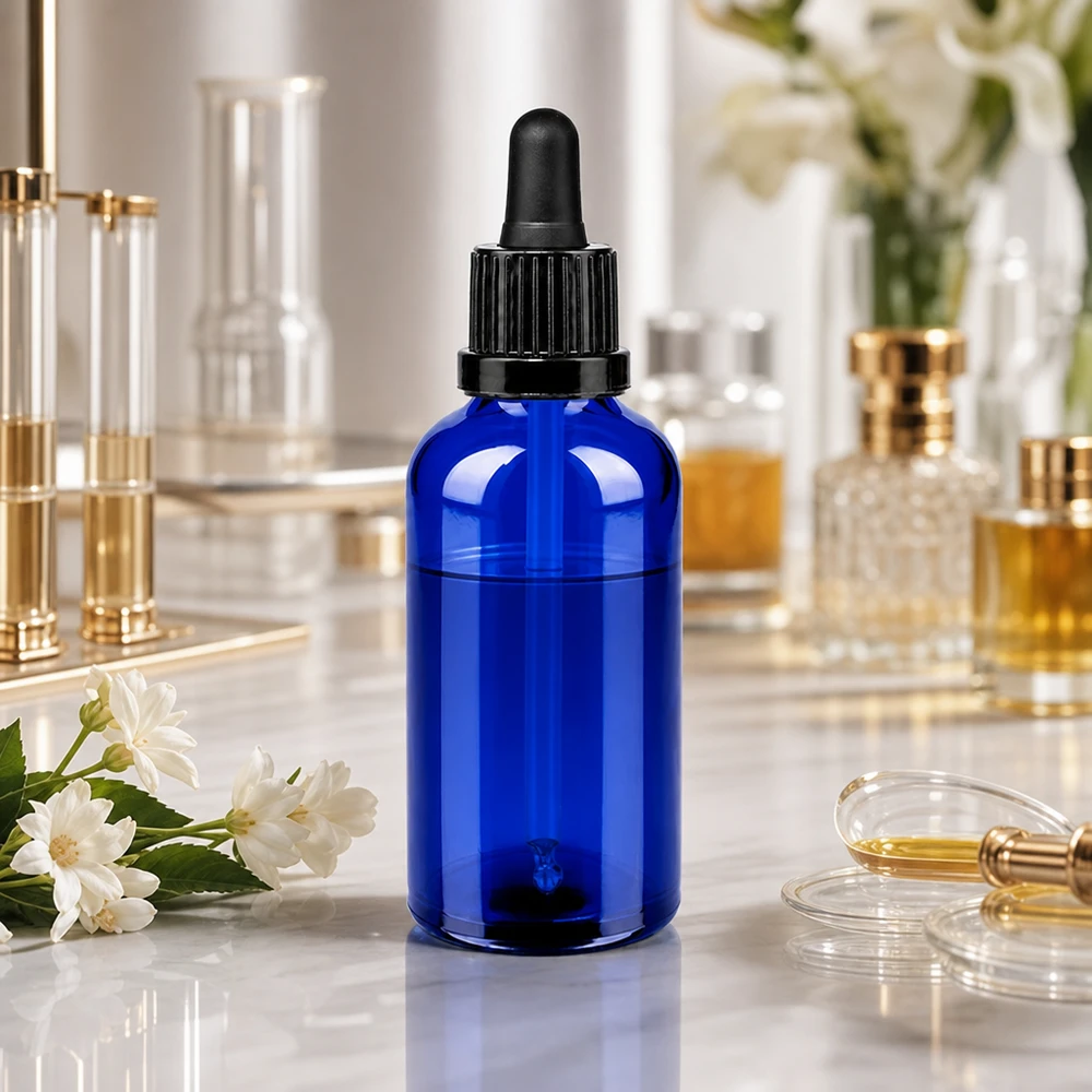 50ml Pipettenflasche schwarz Originalitätsverschluss BlueLine UT18/50 Kompakte 50ml Glasflasche mit schwarzem Pipettenverschluss - platzsparend für Reise und Labor