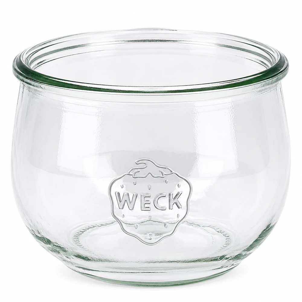 Vaso a tulipano WECK RR100 da 580 ml Vasetto WECK a tulipano da 580 ml RR100 Vasetto per conserve in vetro trasparente con logo WECK e curva a tulipano