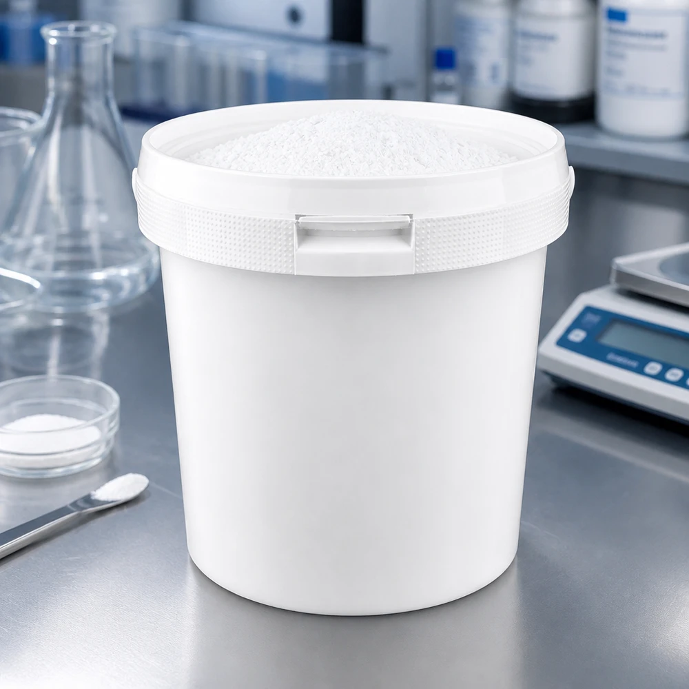 Eimer 2.5L aus weißem Kunststoff Polypropylen mit Deckel Stapelbarer Weißeimer 2,5L aus PP-Kunststoff mit Deckel für industrielle Lagerung