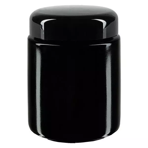 Pot à col large+ verre violet 250ml, avec couvercle noir