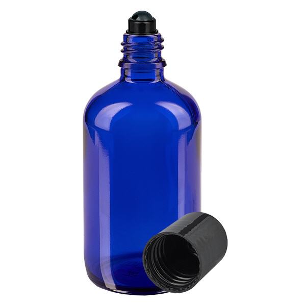 Flacone roll-on 100ml blu STD nero ApoGlas Flacone roll-on 100ml blu STD nero ApoGlas