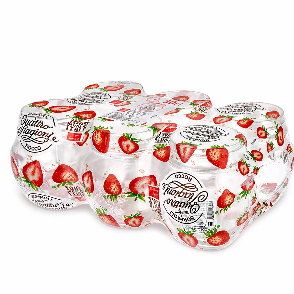 Quattro Stagioni barattoli per la casa 300ml con motivo di fragole Set di 6 barattoli per la conservazione e la cucina