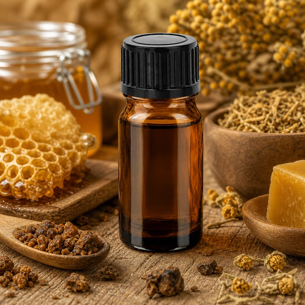 Flacone in vetro BrownLine da 5 ml con robusto tappo nero per la conservazione sicura degli oli essenziali