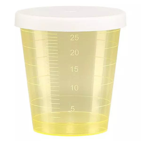 Gobelet à médicaments 30 ml + couvercle à déclic (gobelet pharmaceutique / verre à eau-de-vie) couleur : jaune Gobelet à médicaments 30 ml + couvercle à déclic (gobelet pharmaceutique / verre à eau-de-vie) couleur : jaune