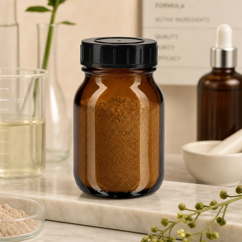Flacon à col large 75ml en verre brun avec bouchon vissé Petit flacon en verre de 75 ml à large ouverture et bouchon noir pour un remplissage facile