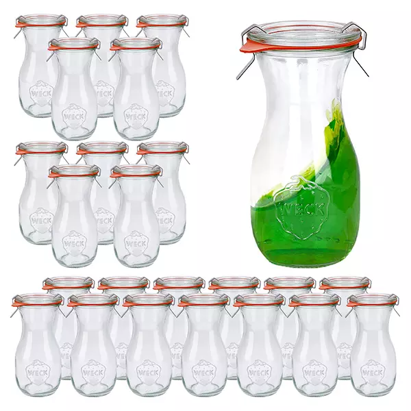 24er Set Weck Gläser 290ml Saftflasche mit 24 Glasdeckeln, 2