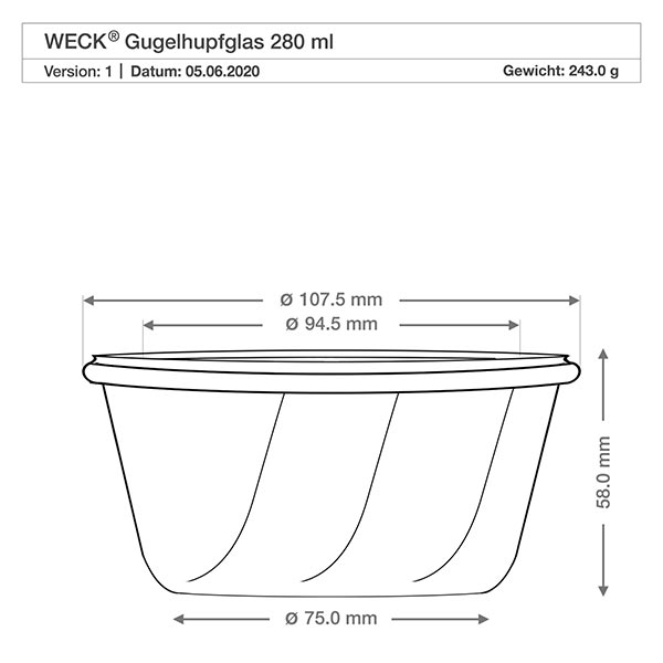 280ml Gugelhupfglas komplett WECK RR100