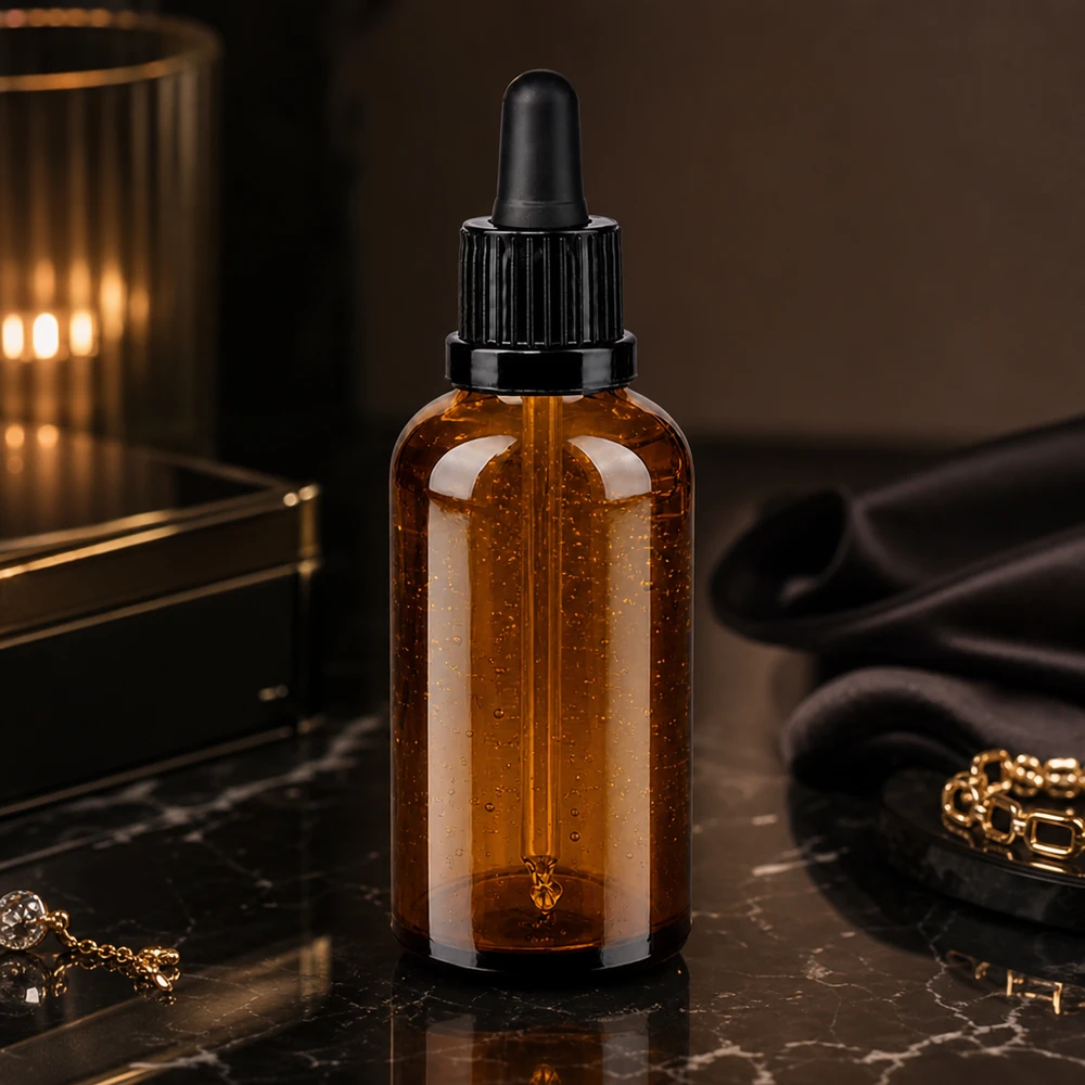Flacon à pipette 50ml noir OV BrownLine UT18/50 Elégant flacon à pipette 50ml noir OV BrownLine UT18/50 avec design en forme de goutte pour les cosmétiques