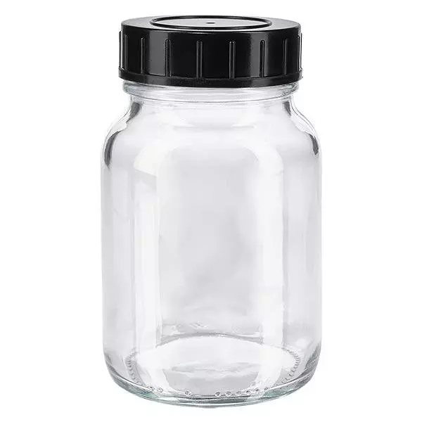 Bocal à col large en verre clair 250 ml + couvercle à vis Bocal à col large en verre clair 250 ml + couvercle à vis