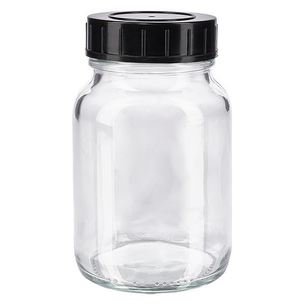 Bottiglia a collo largo da 250 ml in vetro trasparente con tappo a vite Bottiglia a collo largo da 250 ml in vetro trasparente con tappo a vite