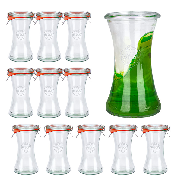 12er Set Weck Gläser 200ml Delikatessenglas mit 12 Glasdecke