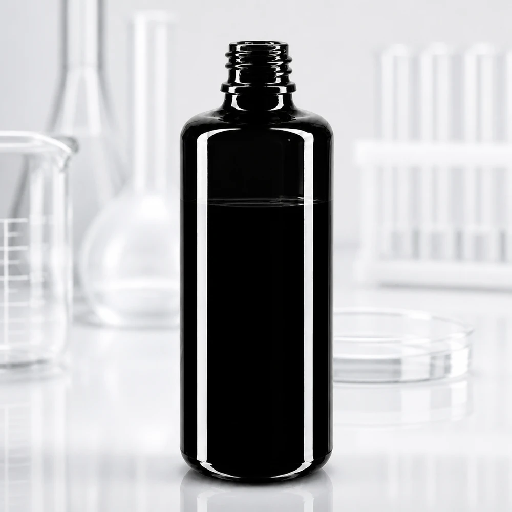 Violettglas Flasche 50ml DIN 18 (Mironglas) Hochglänzende schwarze Tropfflasche Orion 50ml aus Miron Violettglas für professionelle Anwendungen