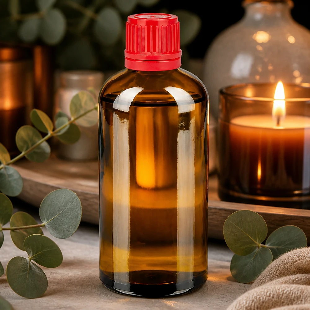 100ml Flasche 11mm Schraubverschluss rot Originalitätsverschluss BrownLine UT18/100 Vielseitige 100ml Braunglasflasche - perfekt für DIY-Projekte und natürliche Heilmittel
