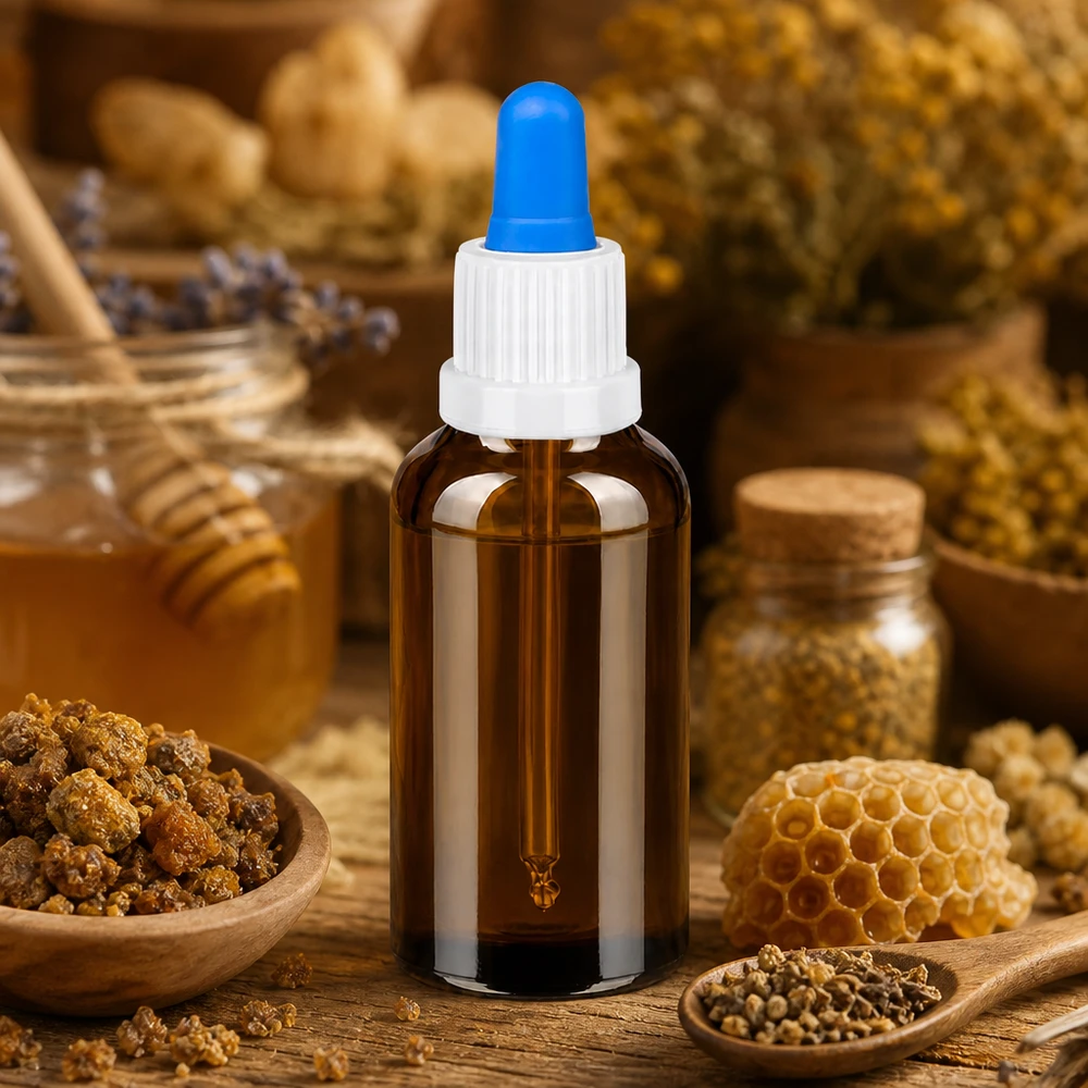 Bottiglia per pipette da 30 ml bianco/blu OV BrownLine UT18/30 Piccolo flacone contagocce da 30 ml in vetro ambrato, ideale per i viaggi e gli spostamenti