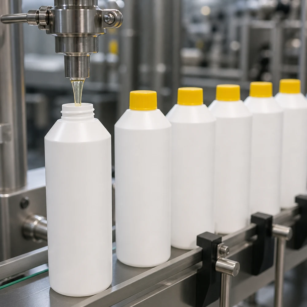 Ligne de production pour le remplissage automatisé de flacons pharmaceutiques en plastique de 250 ml