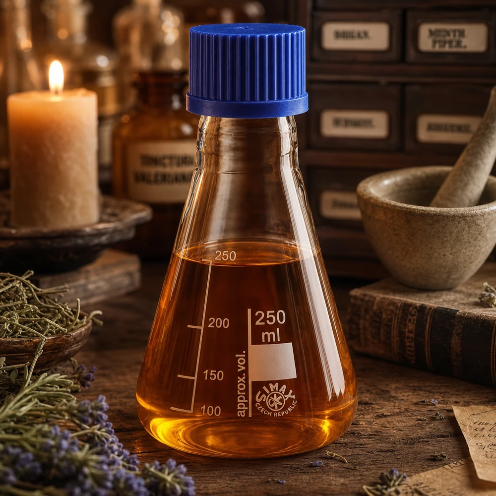 Erlenmeyer 250 ml col étroit, verre borosilicate avec filetage et bouchon Fiole Erlenmeyer 250ml en verre résistant à la chaleur avec filetage pour la distillation