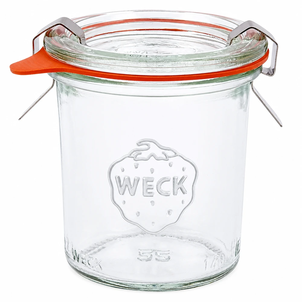 WECK 140ml RR60 bicchieri con coperchio in vetro anello di gomma e fascette set completo per inscatolare e conservare