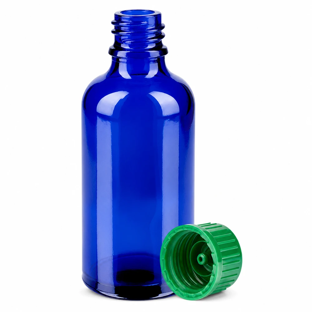 Bottiglia da laboratorio da 50 ml in vetro borosilicato di alta qualità con tappo verde a prova di perdite