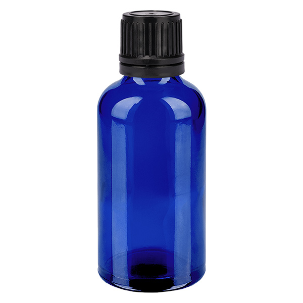 50ml Globuliflasche 8mm Giessring schwarz Originalitätsverschluss BlueL. UT18/50