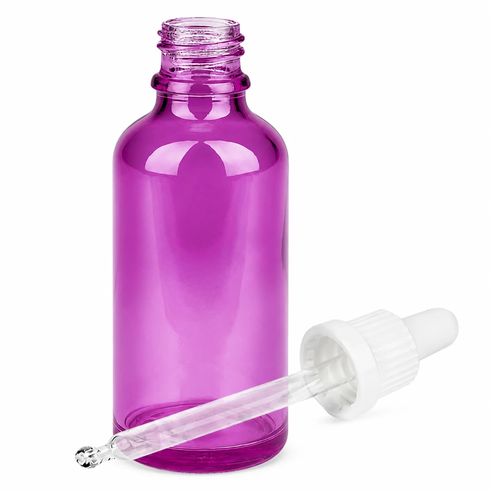 Flacone a pipetta compatto da 50 ml viola - soluzione salvaspazio per i prodotti di bellezza