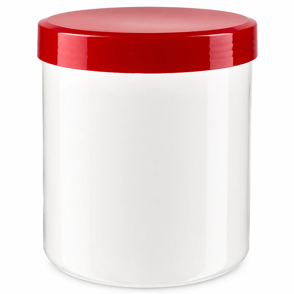 Pot à onguent blanc 10 g avec couvercle rouge (PP) Pot blanc vide de 10 g avec couvercle à vis rouge en PP pour pommades pharmaceutiques