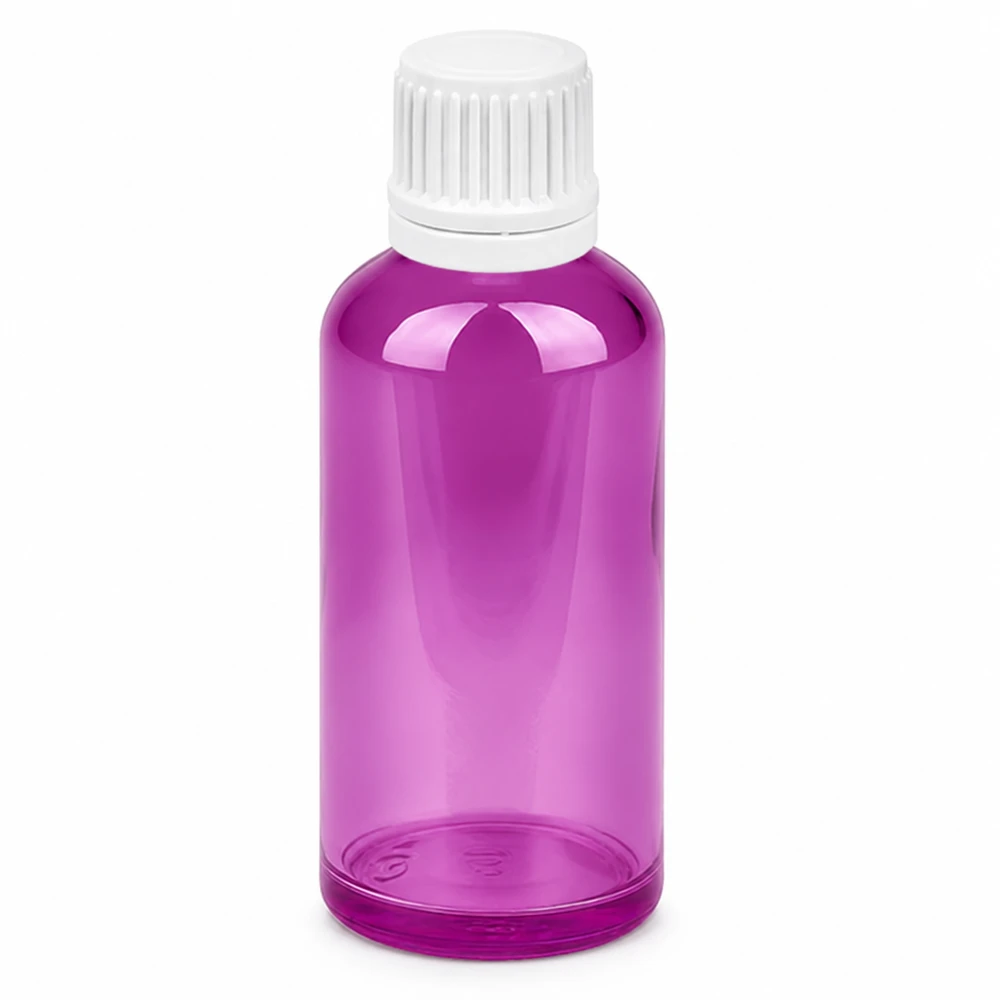 Flacon compte-gouttes 50ml 0,7mm blanc Originalité Bouchon à vis PurpleLine UT18/50 Flacon compte-gouttes avec ouverture de 0.7mm idéal pour la cosmétique, l'aromathérapie et la médecine