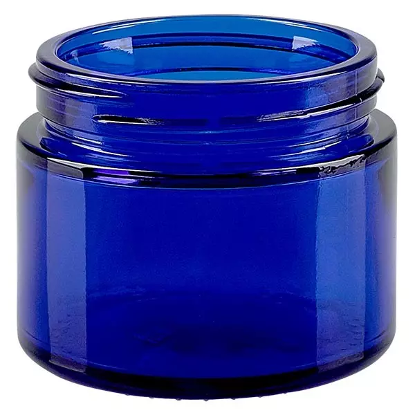 50ml Glastiegel. royalblau ohne Deckel, Gewinde 52mm ApoGlas