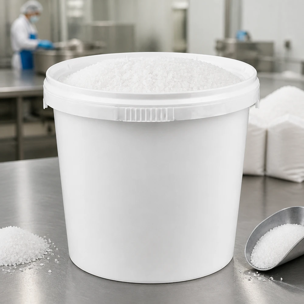 Stapelbarer Vorratseimer 1 Liter weiß aus PP mit Deckel für Salz und Gewürze