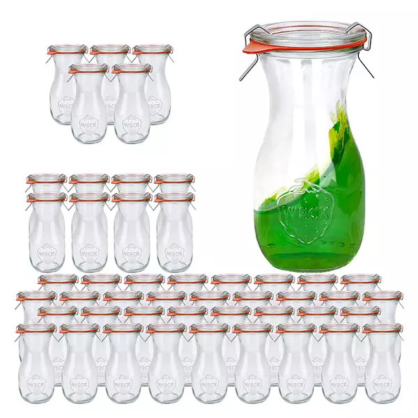 48er Set Weck Gläser 290ml Saftflasche mit 48 Glasdeckeln, 4