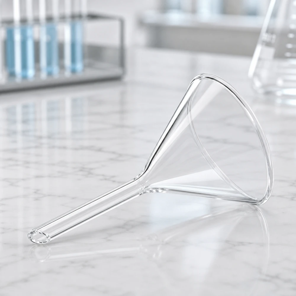 Imbuto Ø 55 mm per calce sodata, angolo 60°, stile corto Imbuto in vetro di precisione con diametro di 55 mm in vetro soda-calcico di alta qualità per applicazioni di laboratorio