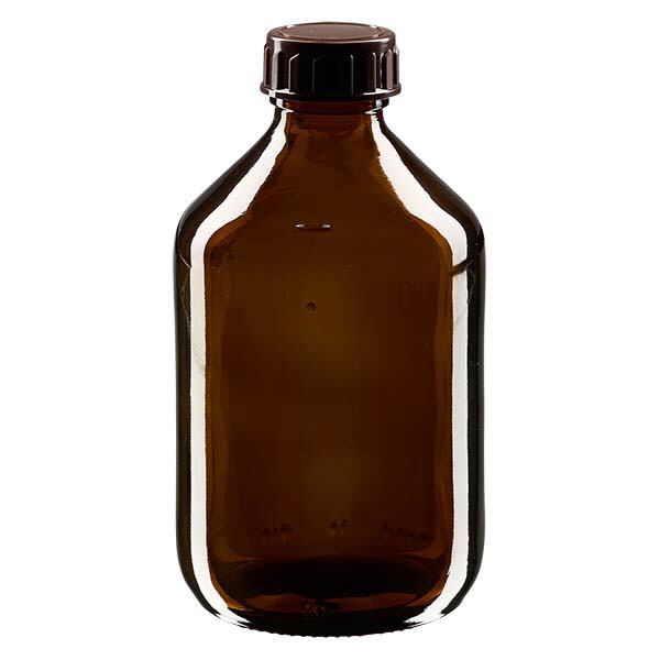 Bottiglia per medicinali da 300ml marrone, con tappo marrone ApoGlas Bottiglia per medicinali da 300ml marrone, con tappo marrone ApoGlas