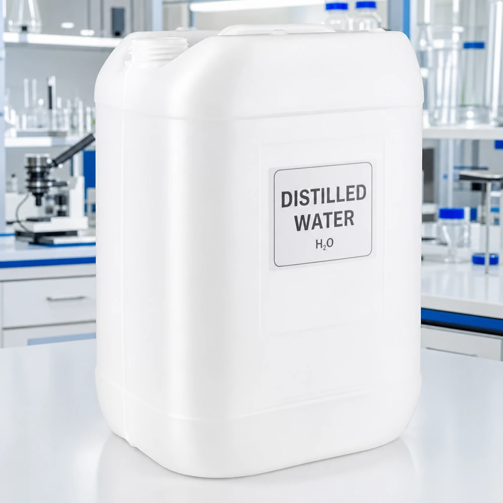 Jerrican de 25 litres sans bouchon Eau distillée – Bidon de 25 litres en PEHD blanc pour laboratoire et industrie